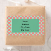 Étiquette Motif de point de croix vert et rose (En situation)