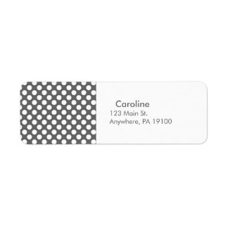 Étiquette Motif de point de Polka blanc gris de monogramme
