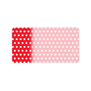 Étiquette Motif de point rouge et blanc de polka. Tacheté