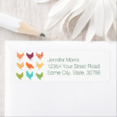 Étiquette Motif de poulet multicolore Funky (En situation)