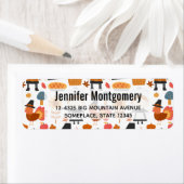 Étiquette Motif de récolte de pèlerins d'action de grâce (En situation)