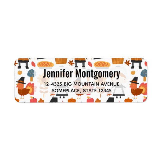 Étiquette Motif de récolte de pèlerins d'action de grâce (Devant)