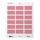 Étiquette Motif de Red Hearts (Feuille entière)