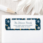 Étiquette Motif des flocons de neige et des éléments nautiqu (En situation)