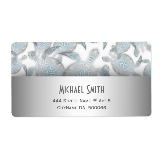 Étiquette Motif des tortues d'argent (Devant)