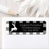 Étiquette Motif du chèque Buffalo noir et blanc (En situation)