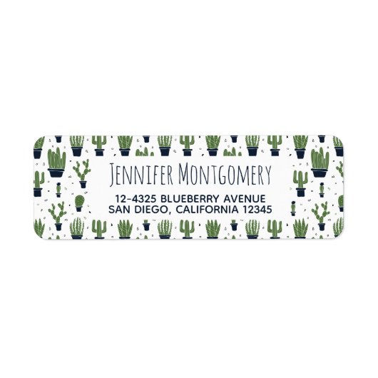 Étiquette Motif du désert de cactus foncé rustique (Devant)