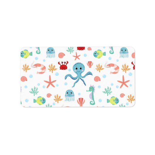 Étiquette Motif du monde marin (Devant)