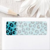 Étiquette Motif Empreinte de léopard turquoise. (En situation)