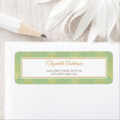 Étiquette Motif et nom géométrique vert et or classique (En situation)