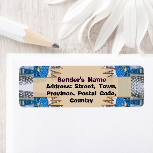 Étiquette Motif et texte fractionné psychédélique (En situation)