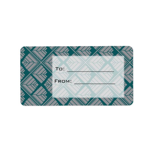 Étiquette Motif feuille carré Turquoise neutre (Devant)