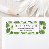 Étiquette Motif Feuille élégant Green Tropical (En situation)