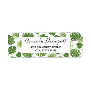 Étiquette Motif Feuille élégant Green Tropical
