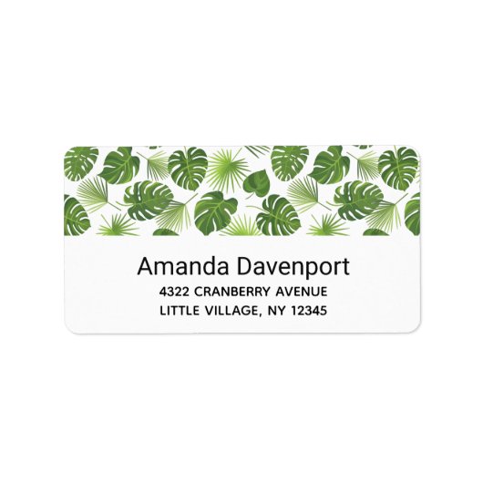 Étiquette Motif Feuille élégant Green Tropical (Devant)