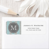 Étiquette Motif Feuille Retro Vector Blue Grey (En situation)