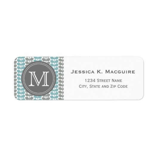 Étiquette Motif Feuille Retro Vector Blue Grey (Devant)