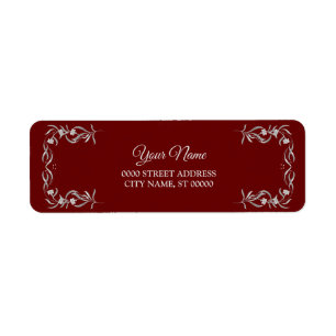 Étiquette Motif floral argenté Adresse de retour de mariage