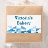 Étiquette Motif géométrique bleu - Nom personnalisé Cuisine (En situation)