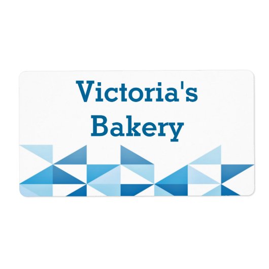 Étiquette Motif géométrique bleu - Nom personnalisé Cuisine (Devant)