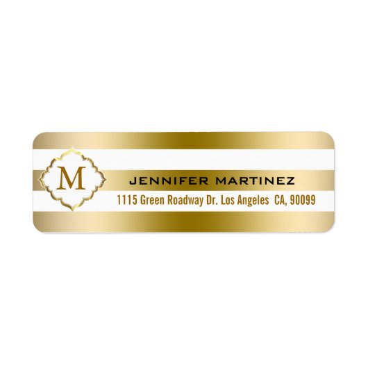 Étiquette Motif géométrique des bandes d'or monogrammes (Devant)