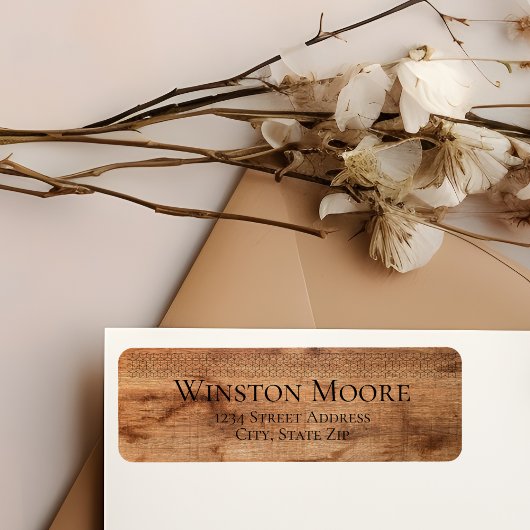 Étiquette Motif géométrique Grain de bois moderne Adresse de