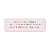 Étiquette Motif Gingham Rose Adresse de Retour (Devant)
