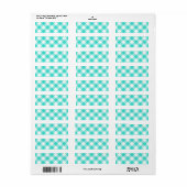 Étiquette Motif Gingham Turquoise (Feuille entière)