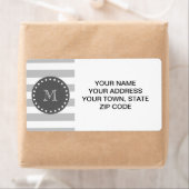 Étiquette Motif Gris Gris Gris Blanc, Monogramme Charbon (En situation)