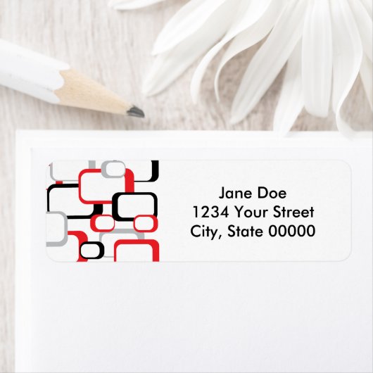 Étiquette Motif gris rouge noir rétro Carré (En situation)