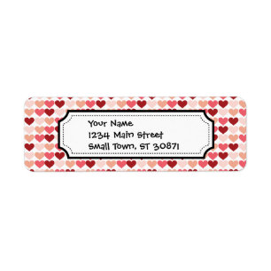 Étiquette motif Heureuse Sainte-Valentin Red Pink Hearts