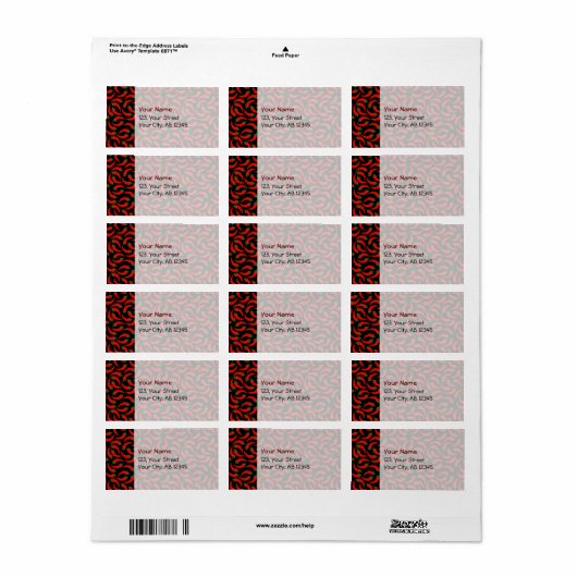 Étiquette Motif Hot Chili Peppers (Feuille entière)