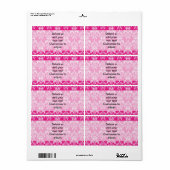 Étiquette Motif humide rose chaud (Feuille entière)