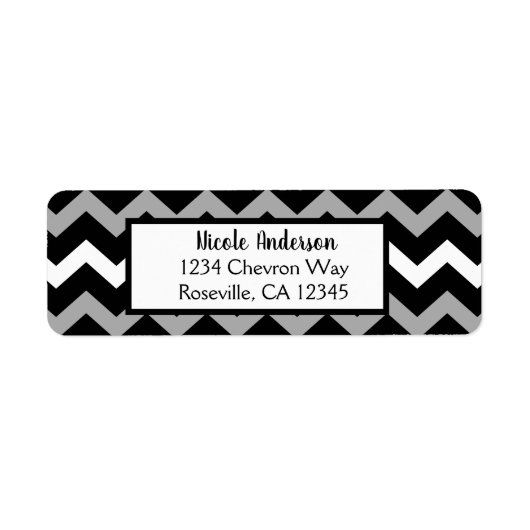 Étiquette Motif imprimé chevron gris et blanc (Devant)