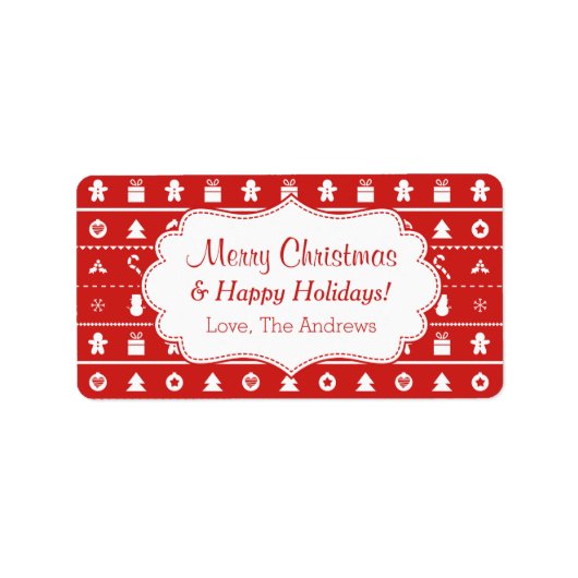 Étiquette Motif laid blanc rouge d'icônes de chandail de (Devant)