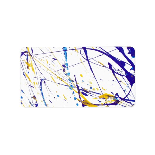 Étiquette Motif moderne bleu jaune aquarelle (Devant)