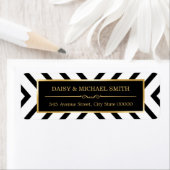 Étiquette Motif moderne Classy Gold Black White Line (En situation)