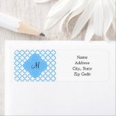 Étiquette Motif Monogram Blue Quatrefoil (En situation)