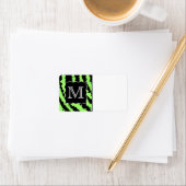 Étiquette Motif Monogramme Lime vert et noir Zèbre (En situation)