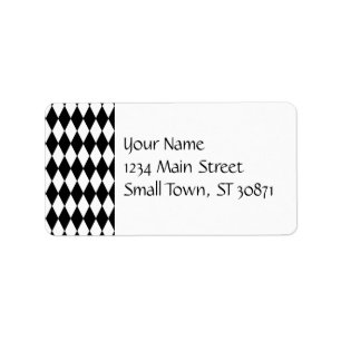 Étiquette Motif noir et blanc de harlequin de diamant