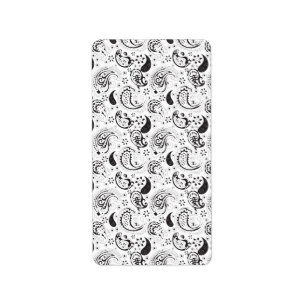 Étiquette Motif noir et blanc Paisley - Art textile élégant