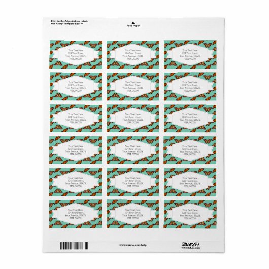 Étiquette Motif papillon Monarch (Feuille entière)