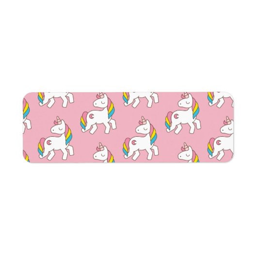Étiquette Motif Pastel Pink Unicorn (Devant)