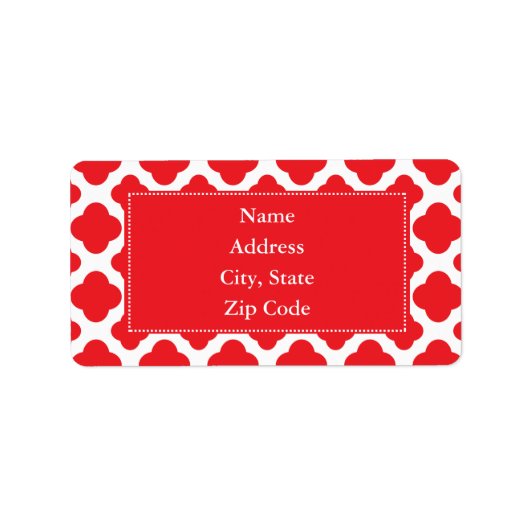 Étiquette Motif personnalisé Red Quatrefoil (Devant)