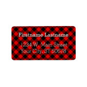 Étiquette Motif Plaid personnalisé rouge noir pays (Devant)