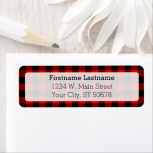 Étiquette Motif Plaid personnalisé rouge noir pays