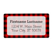 Étiquette Motif Plaid personnalisé rouge noir pays (Devant)