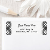 Étiquette Motif plaqué blanc noir - Adresse de retour modifi (En situation)