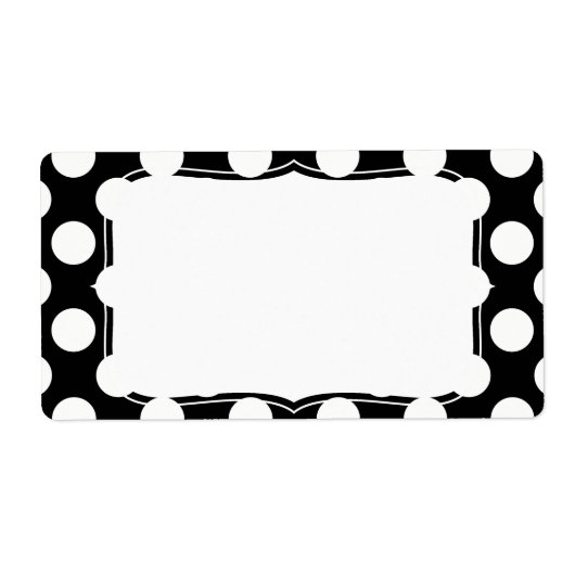 Étiquette Motif Pois noir et blanc élégant (Devant)