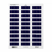 Étiquette Motif Polka Dot Texté bleu marine et or Rose (Feuille entière)